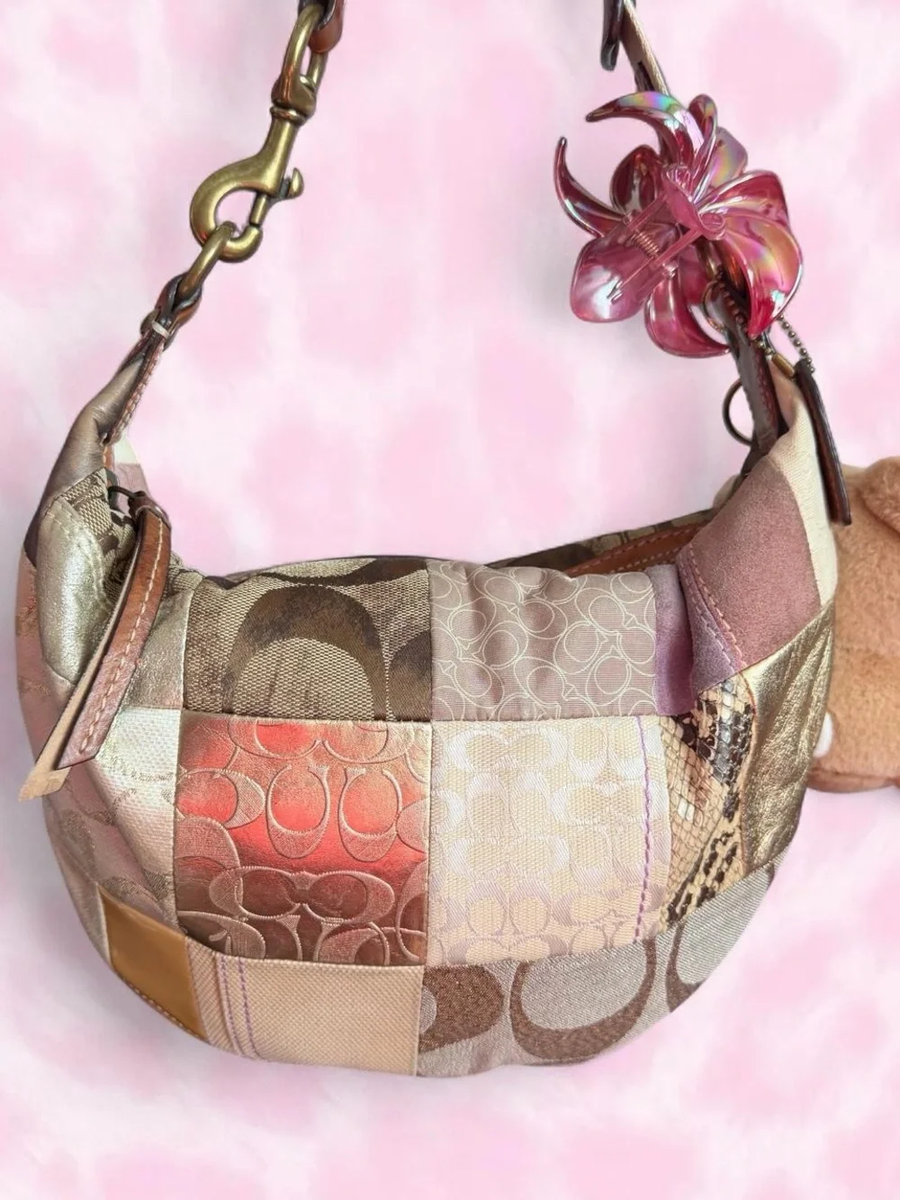 vintage coach patchwork hobo bag